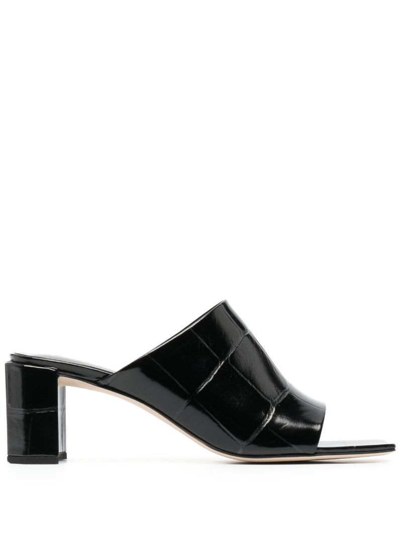Black Katya 70 Mock Croc Leather Mules