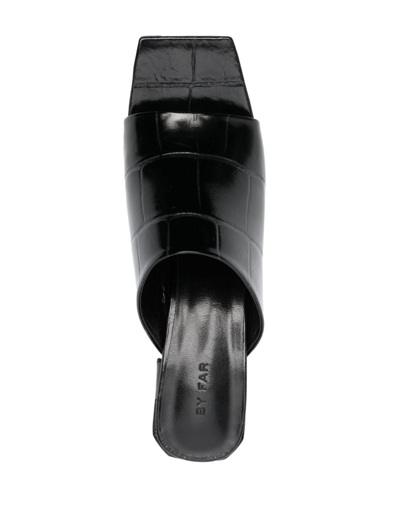 Black Katya 70 Mock Croc Leather Mules