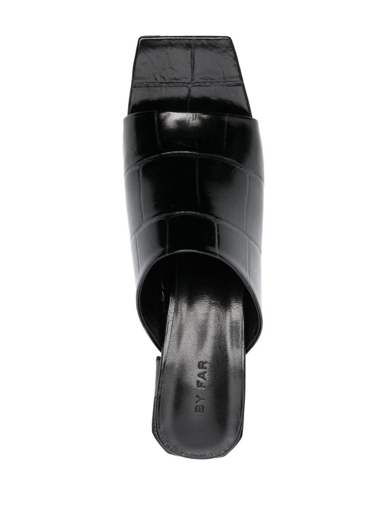 Black Katya 70 Mock Croc Leather Mules