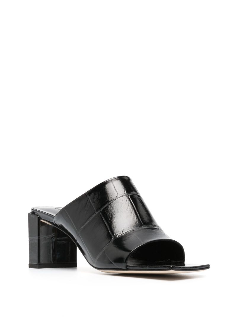 Black Katya 70 Mock Croc Leather Mules