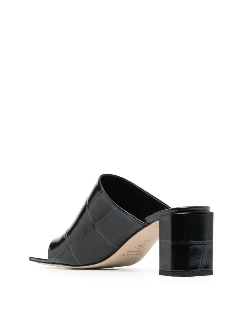Black Katya 70 Mock Croc Leather Mules