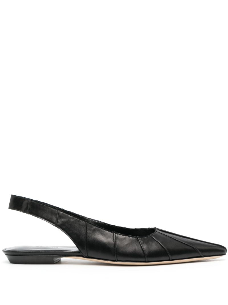Black Cyd Leather Flat Slingback Pumps