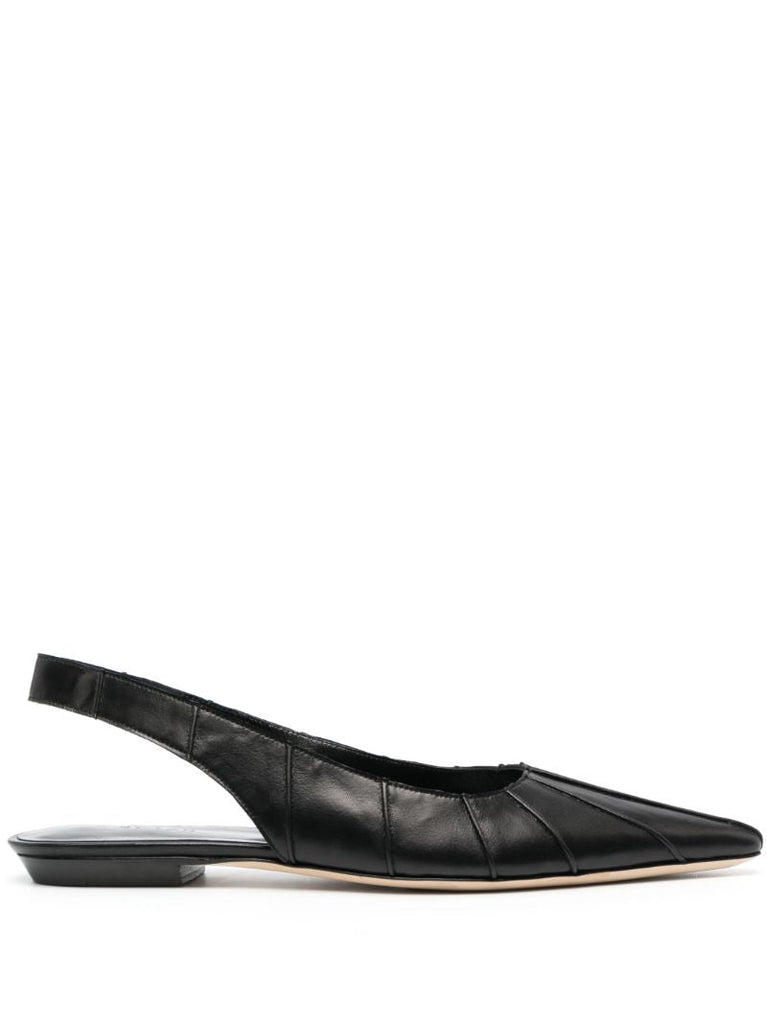 Black Cyd Leather Flat Slingback Pumps