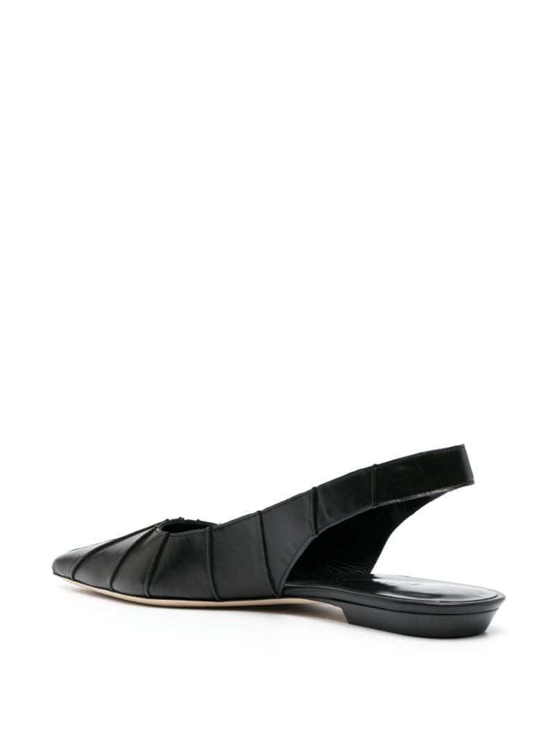 Black Cyd Leather Flat Slingback Pumps