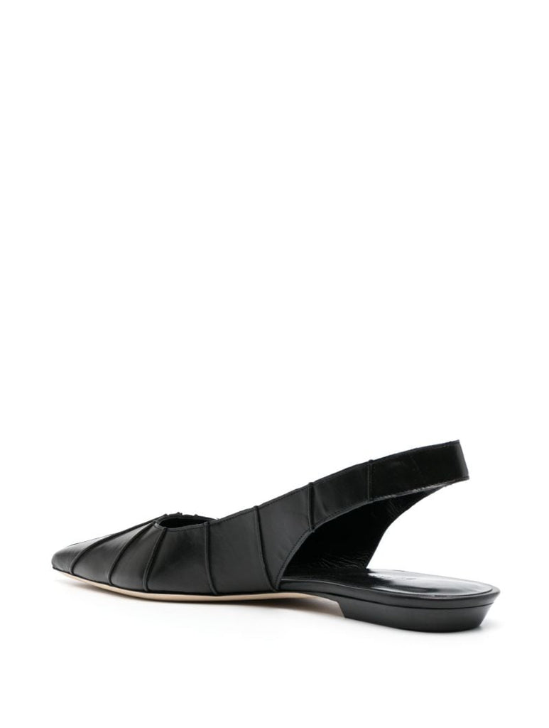 Black Cyd Leather Flat Slingback Pumps