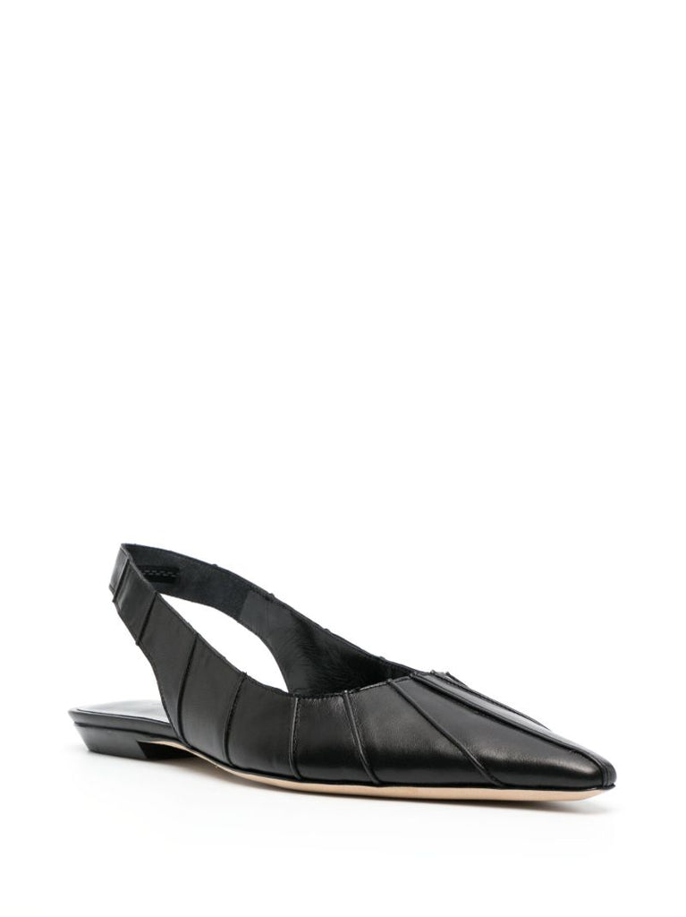 Black Cyd Leather Flat Slingback Pumps