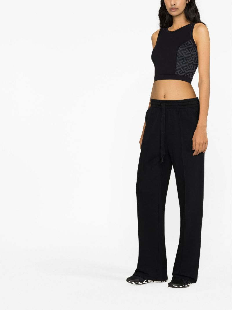 Black Greca Print Crop Top