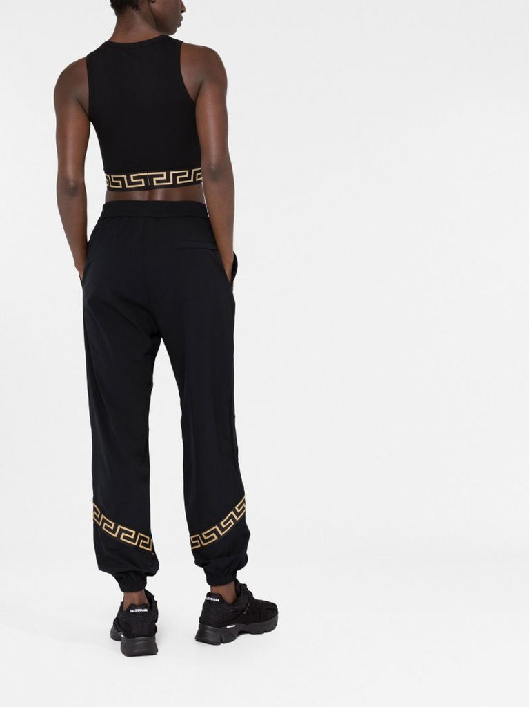 Black La Greca Print Track Pants