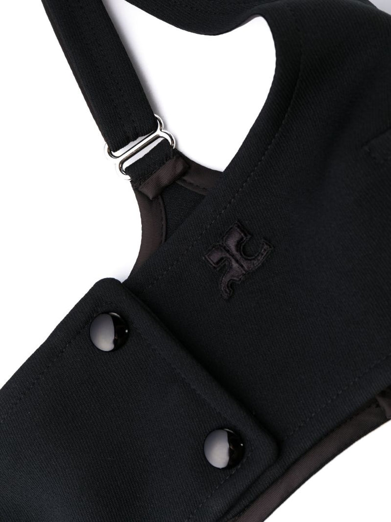 Black Suspenders-detail Square-neck Bra