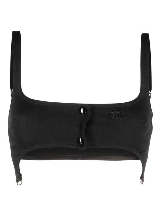 Black Suspenders-detail Square-neck Bra