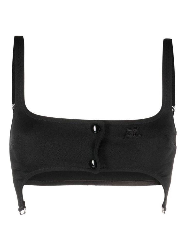 Black Suspenders-detail Square-neck Bra
