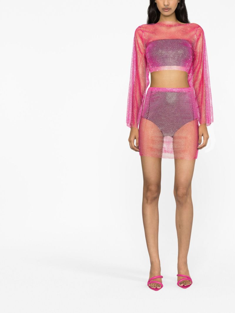 Pink Crystal Mesh Mini Skirt