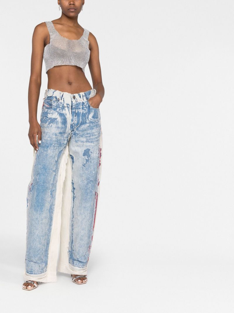 Silver-tone Crystal Sleeveless Crop Top