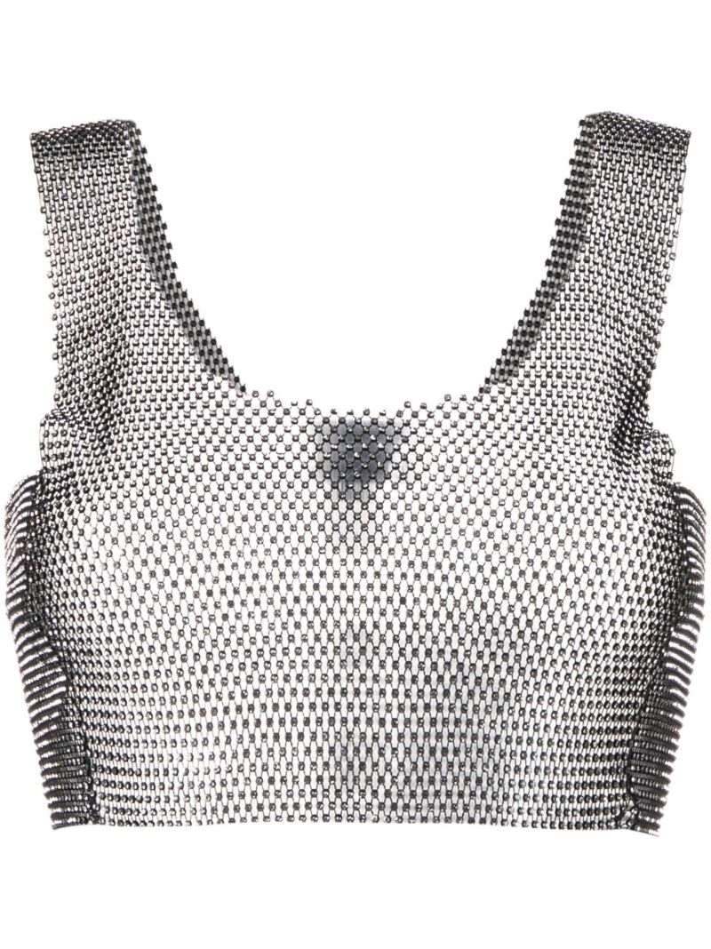 Black Crystal Sleeveless Crop Top