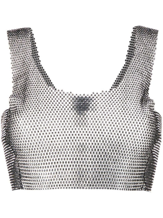 Black Crystal Sleeveless Crop Top