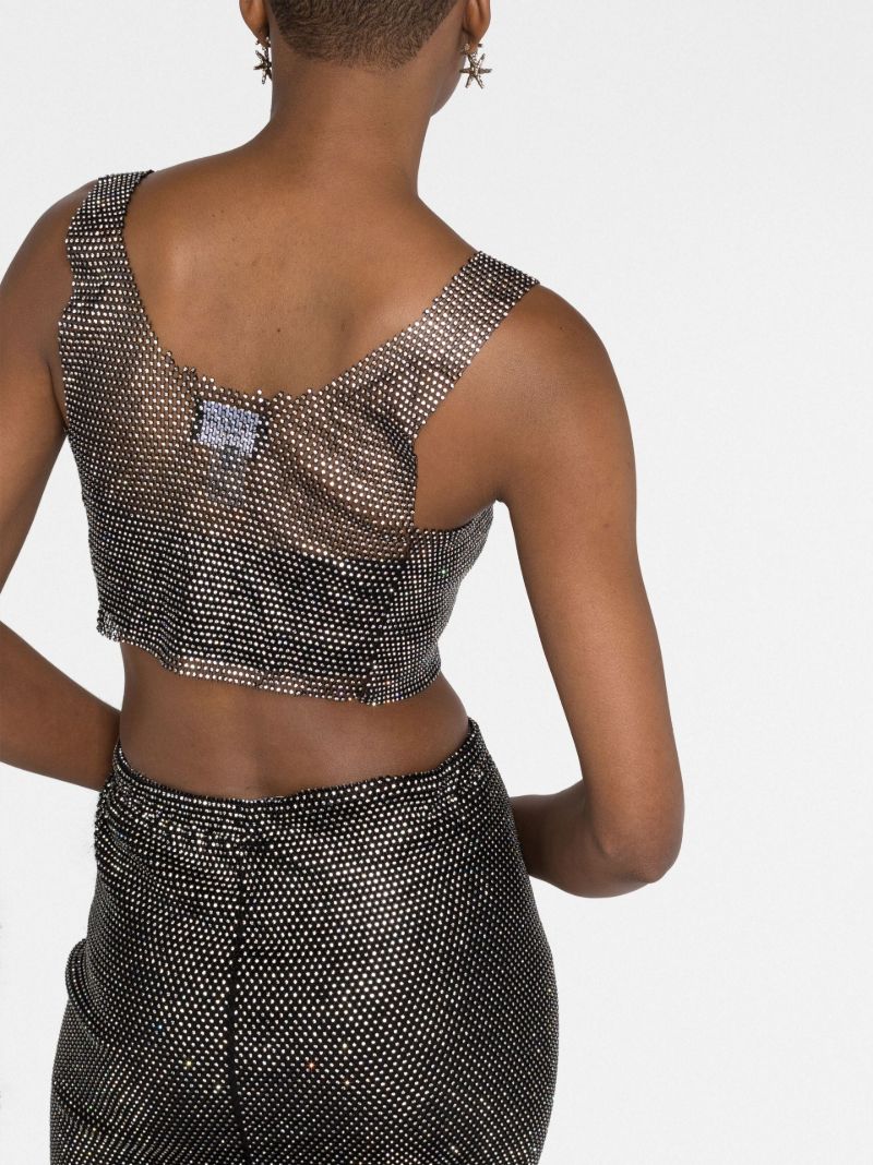 Black Crystal Sleeveless Crop Top