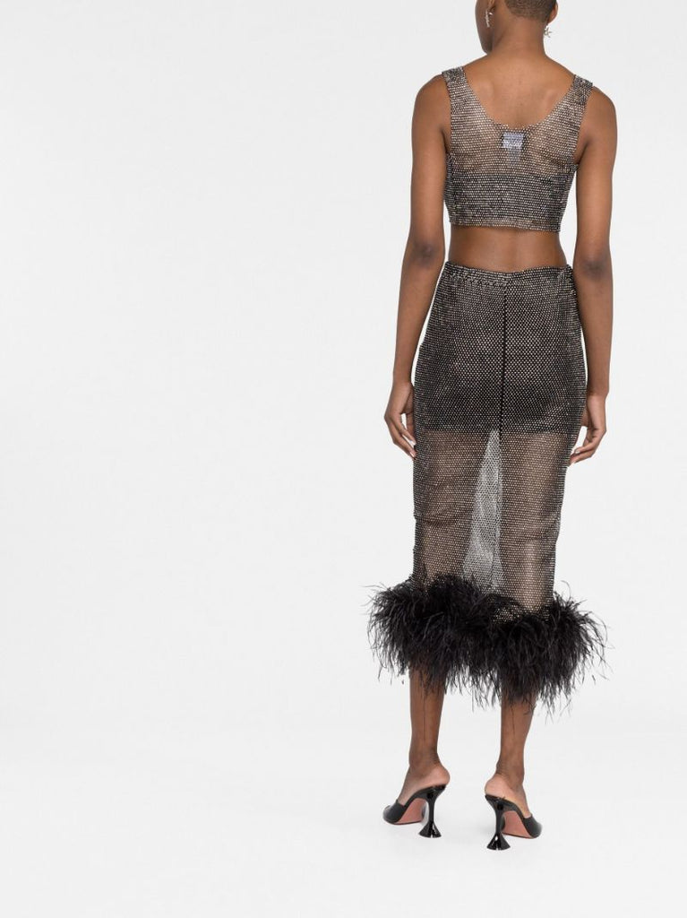 Black Crystal Sleeveless Crop Top