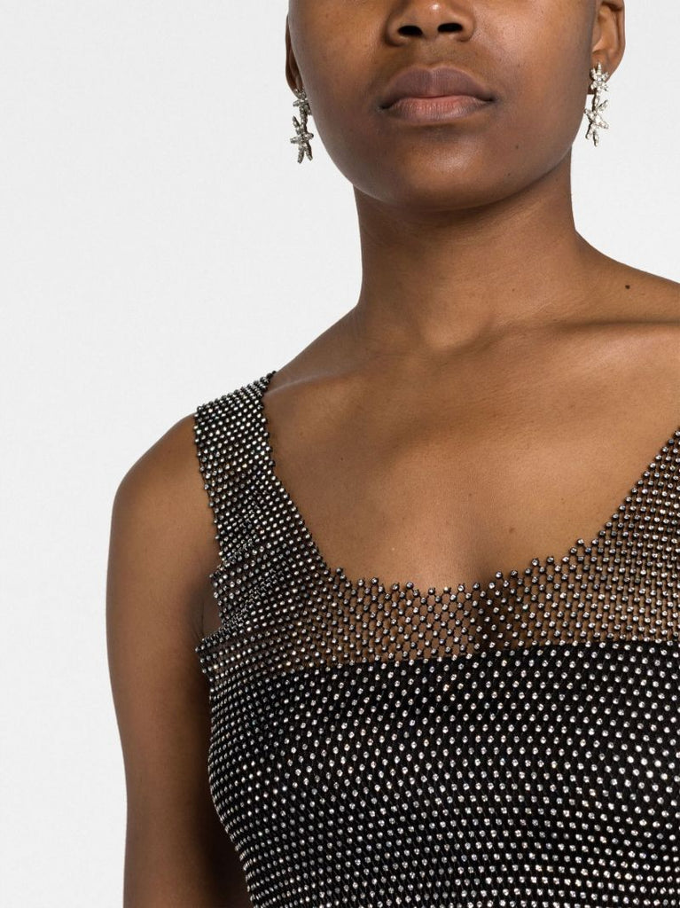 Black Crystal Sleeveless Crop Top