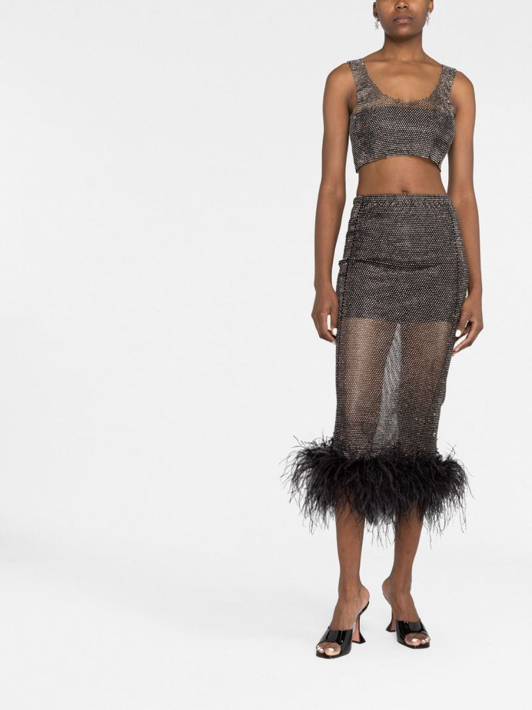 Black Crystal Sleeveless Crop Top