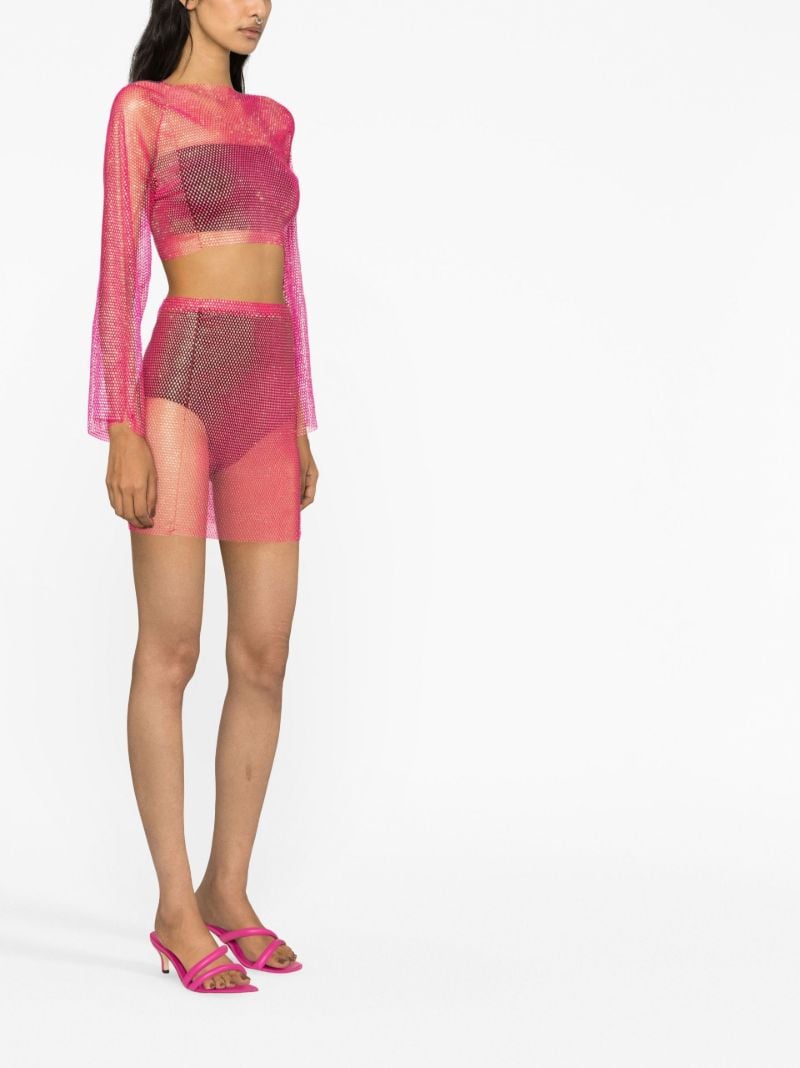 Pink Crystal Mesh Crop Top
