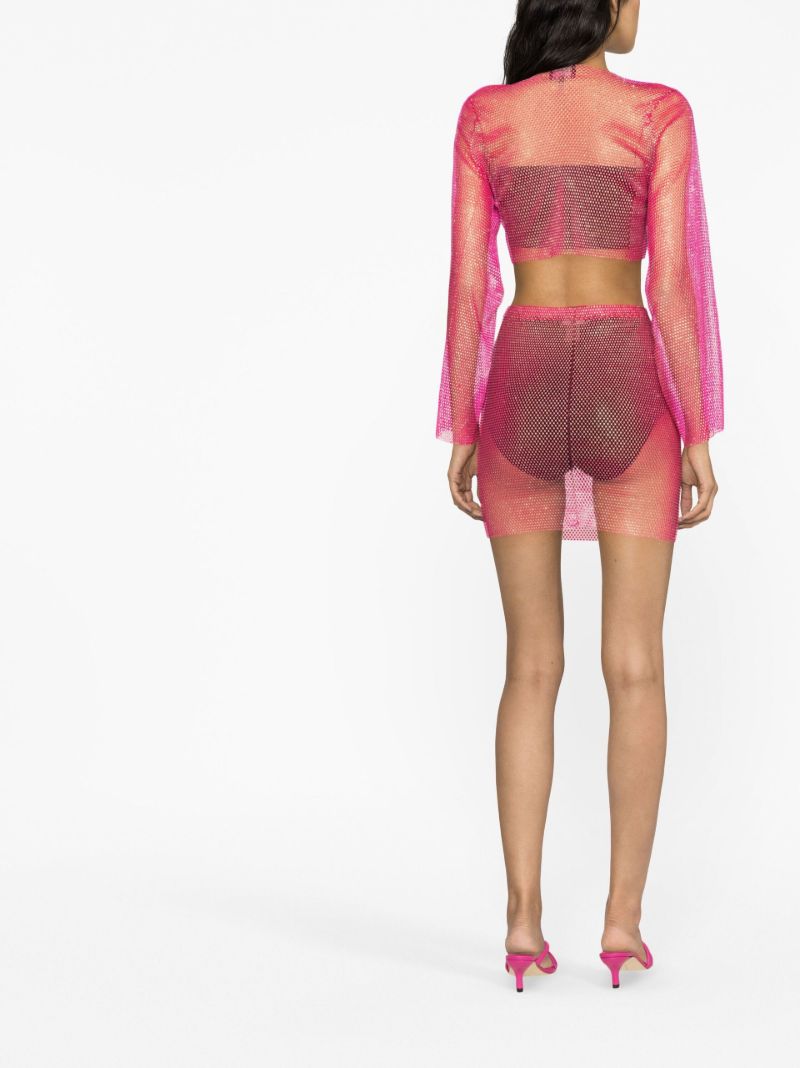 Pink Crystal Mesh Crop Top