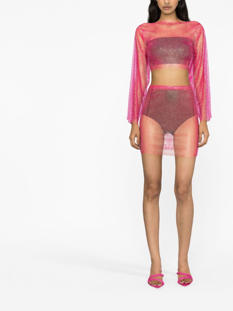 Pink Crystal Mesh Crop Top