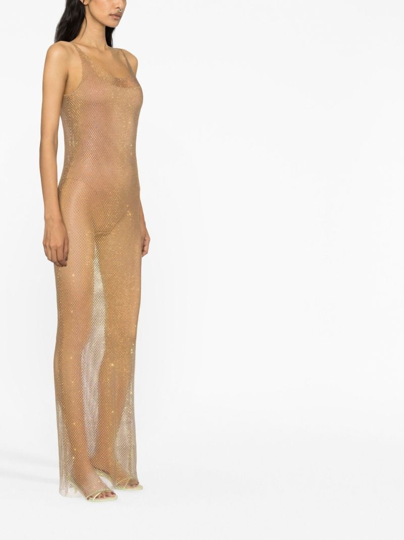 Gold Sydney Crystal Mesh Maxi Dress
