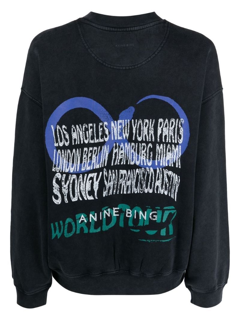 Black Graphic Print Cotton Sweatshirt