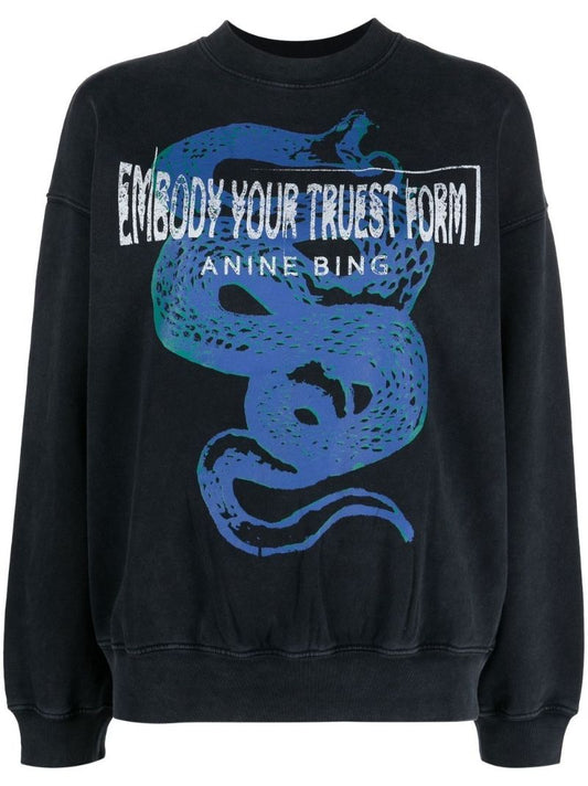 Black Graphic Print Cotton Sweatshirt