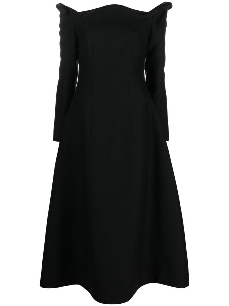 Black Bow-detailed Midi Dress