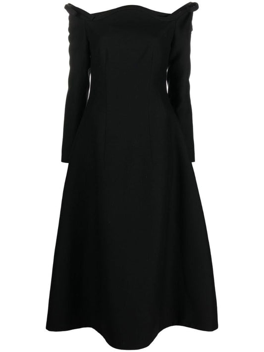 Black Bow-detailed Midi Dress