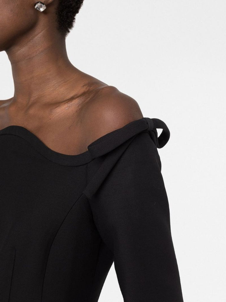 Black Bow-detailed Midi Dress