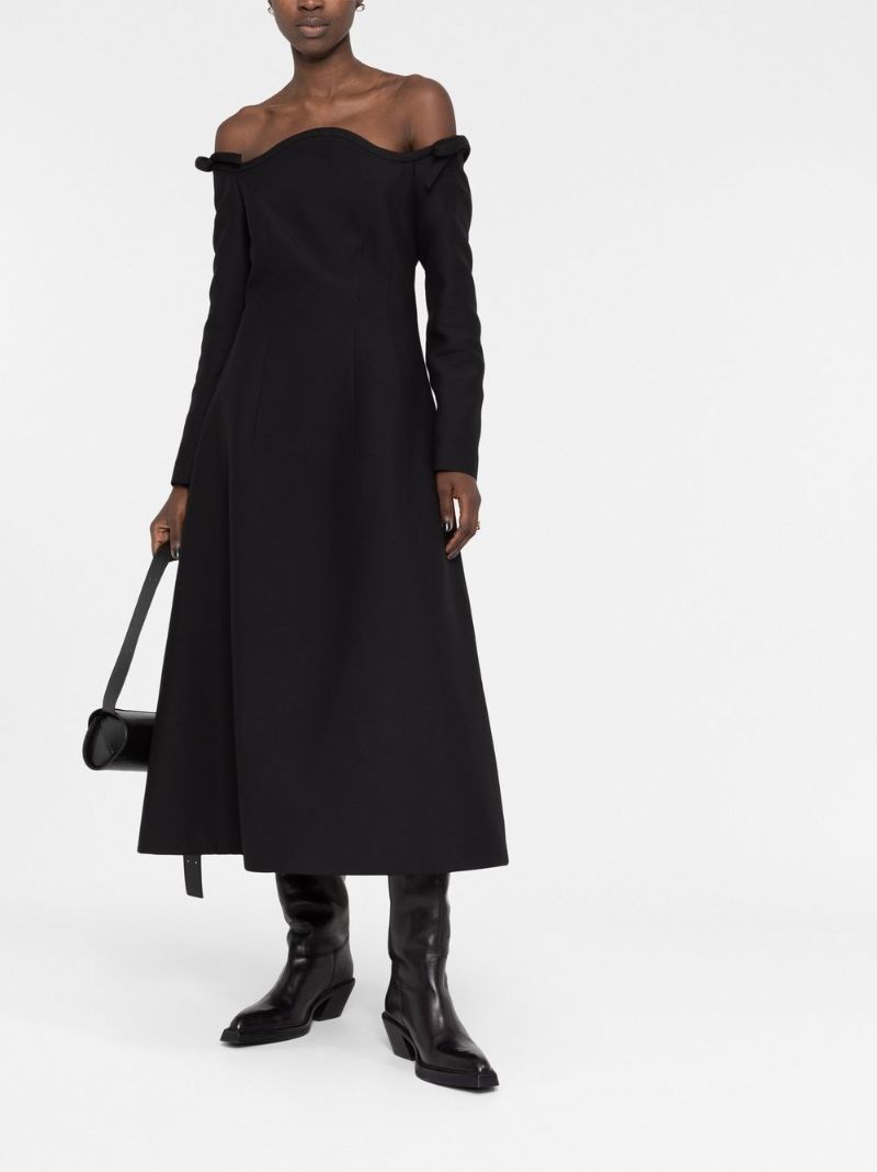 Black Bow-detailed Midi Dress