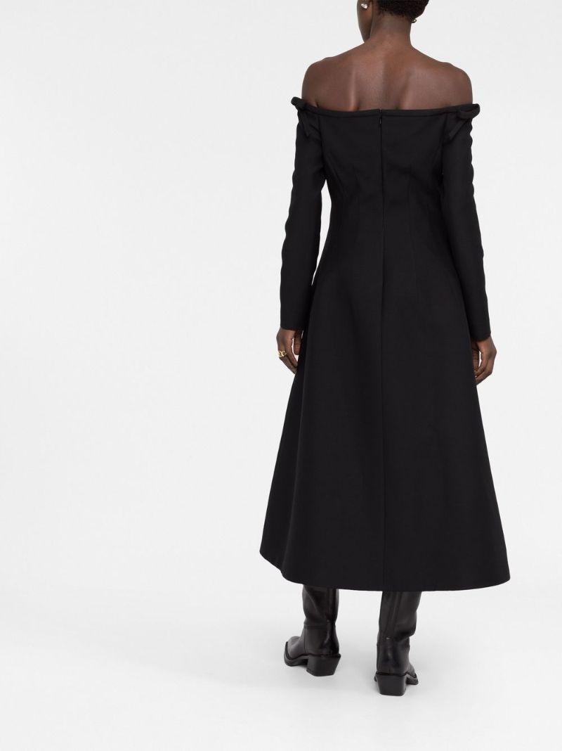 Black Bow-detailed Midi Dress