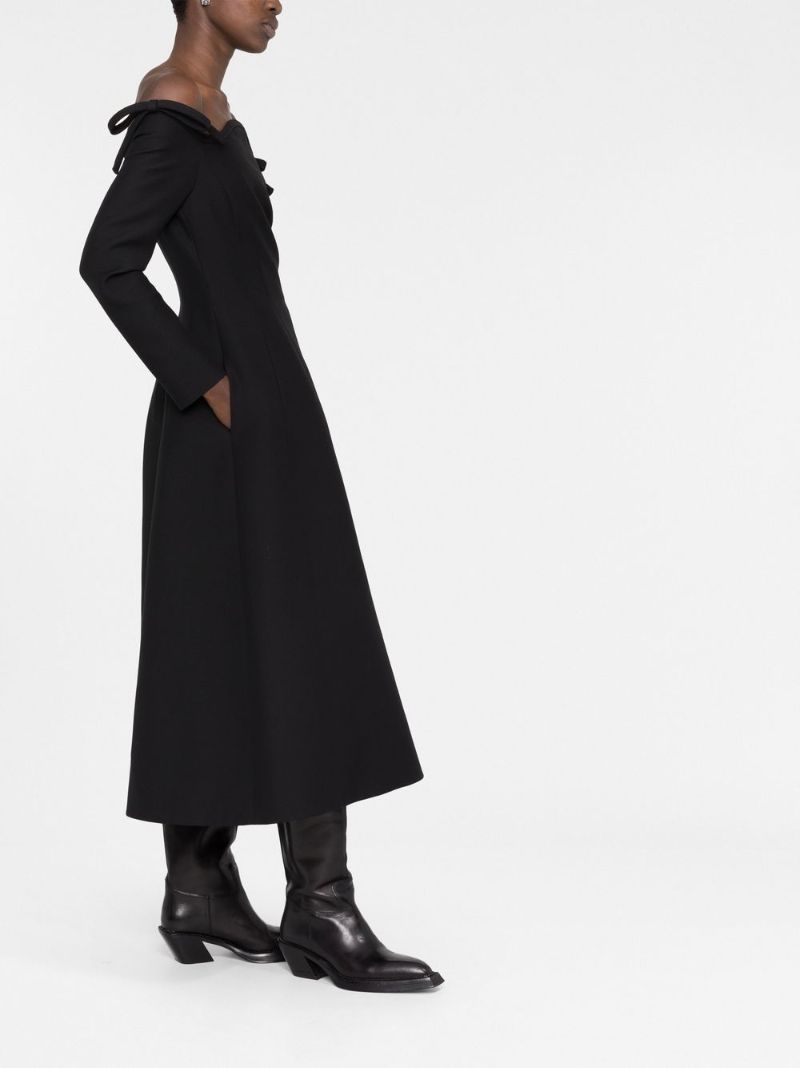 Black Bow-detailed Midi Dress