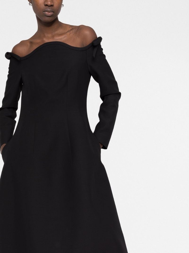 Black Bow-detailed Midi Dress