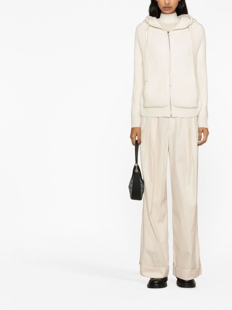Neutral Pleated Wide-leg Trousers