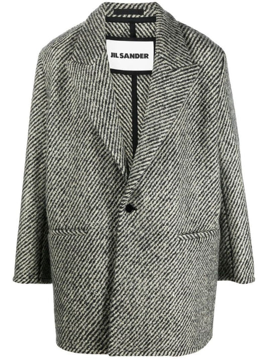Black Striped Wool Coay