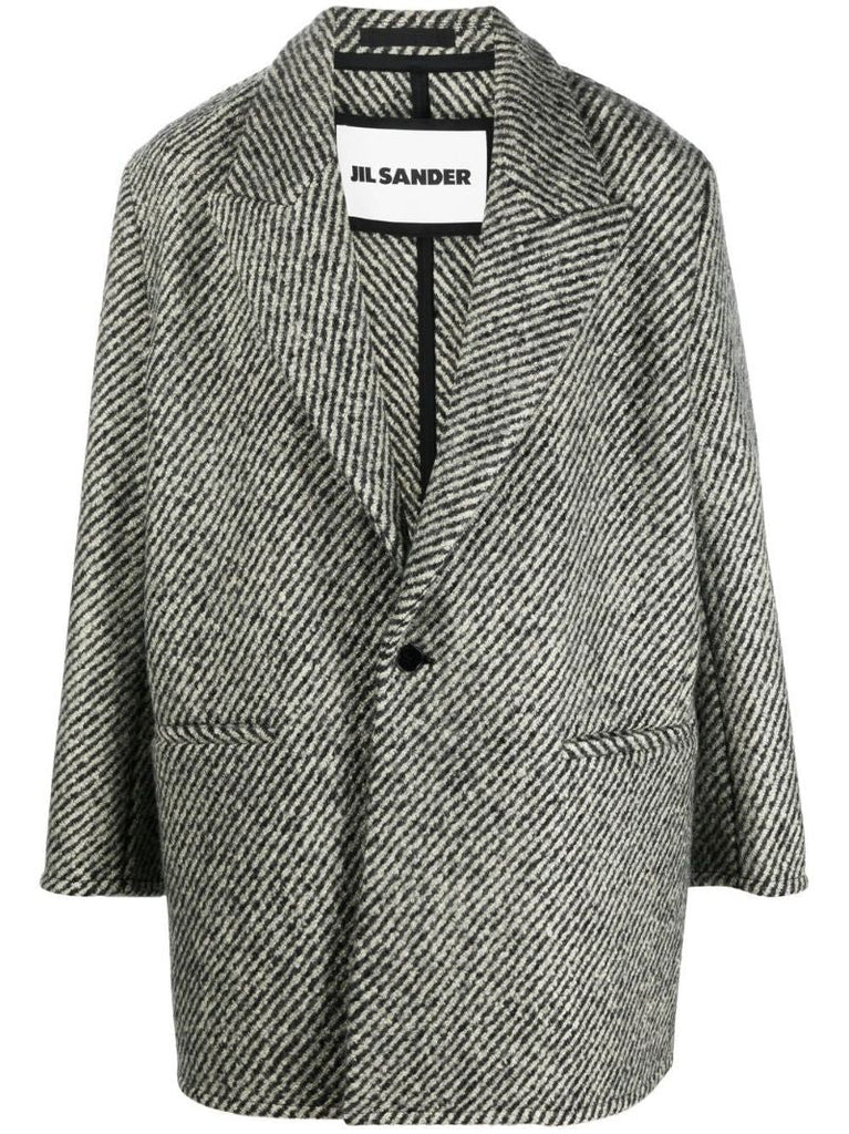 Black Striped Wool Coay