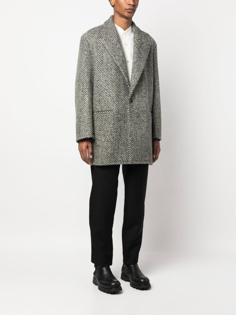 Black Striped Wool Coay