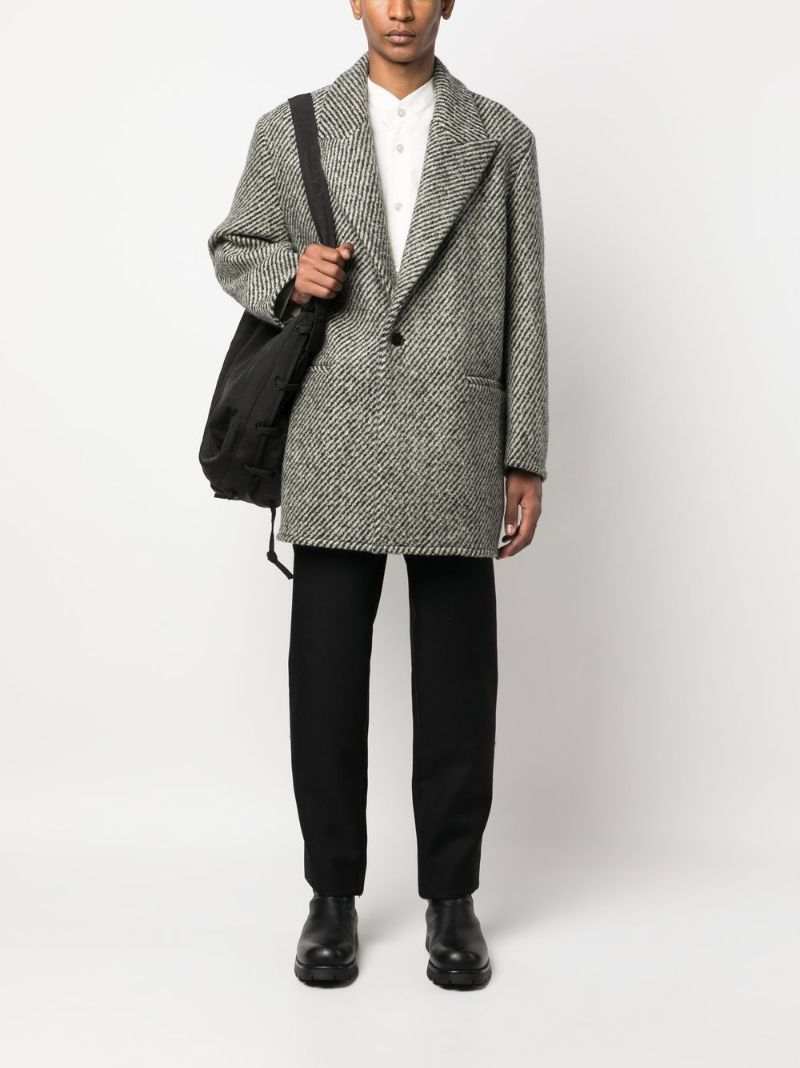 Black Striped Wool Coay