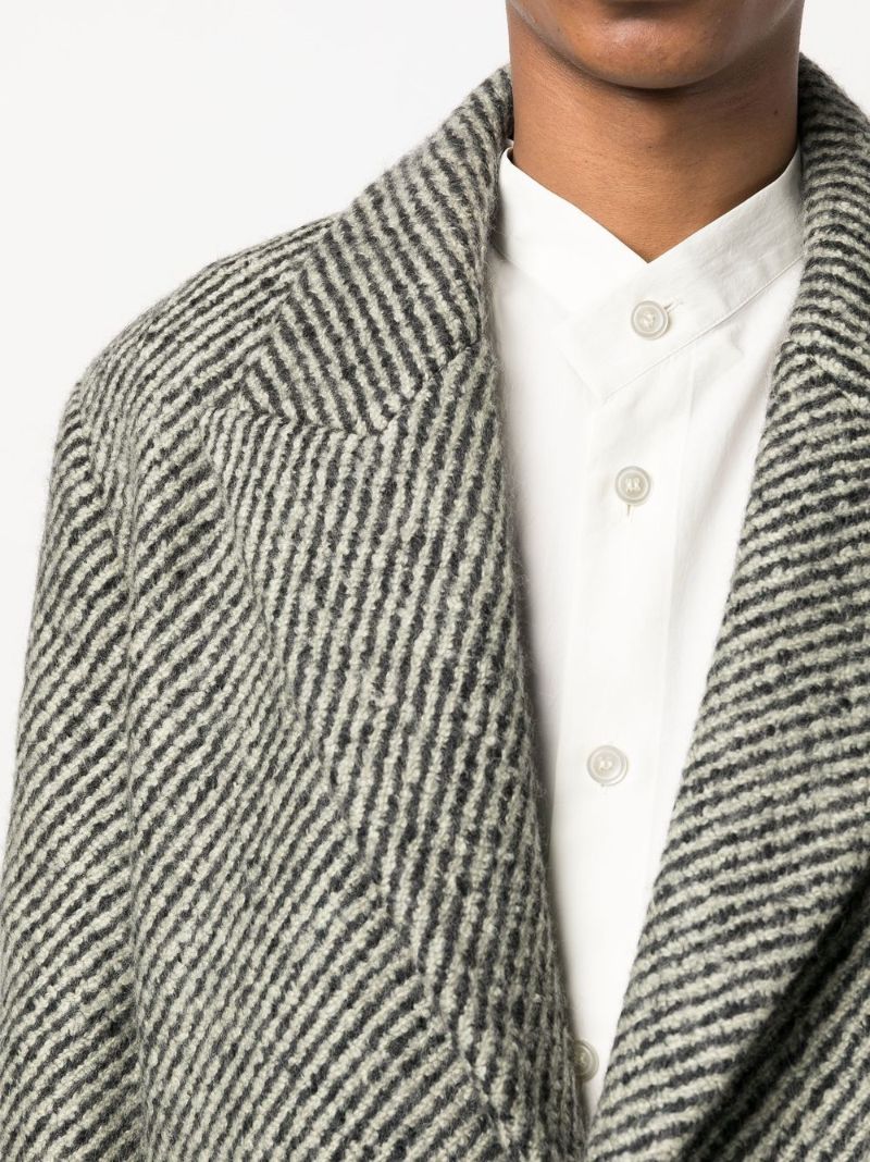 Black Striped Wool Coay