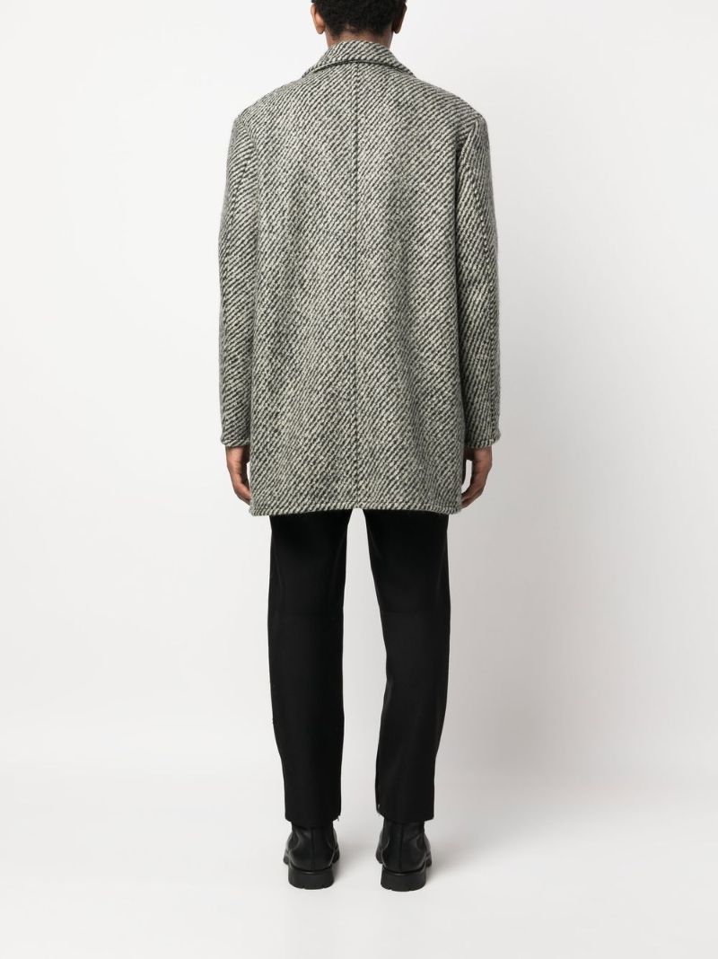 Black Striped Wool Coay