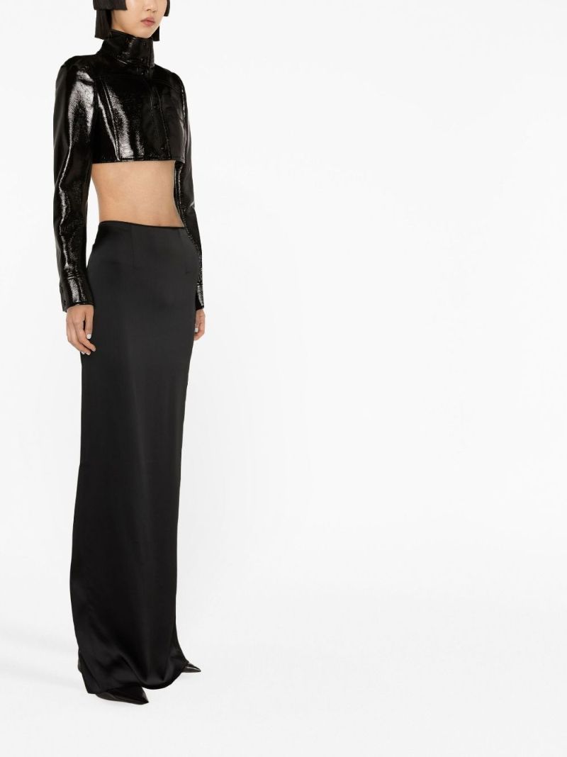 Black Cropped Vinyl Jacket