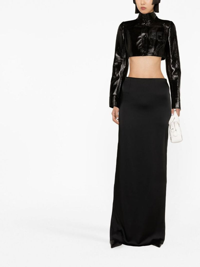 Black Cropped Vinyl Jacket