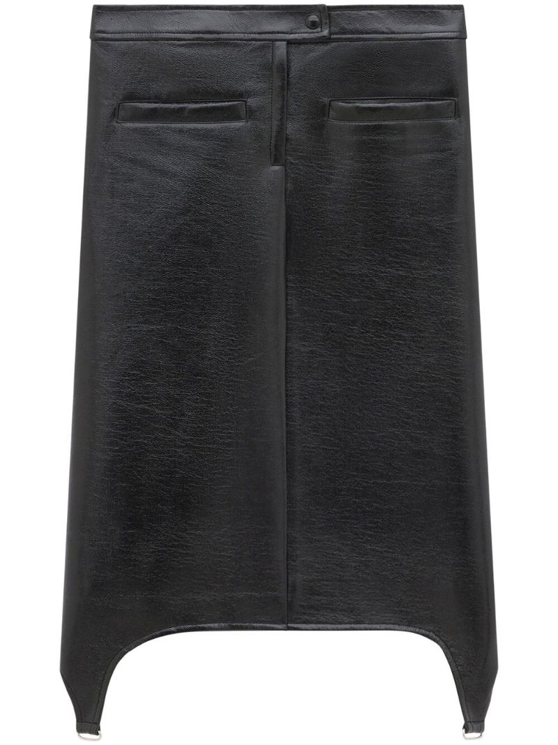Black Bretelles Vinyl Midi Skirt