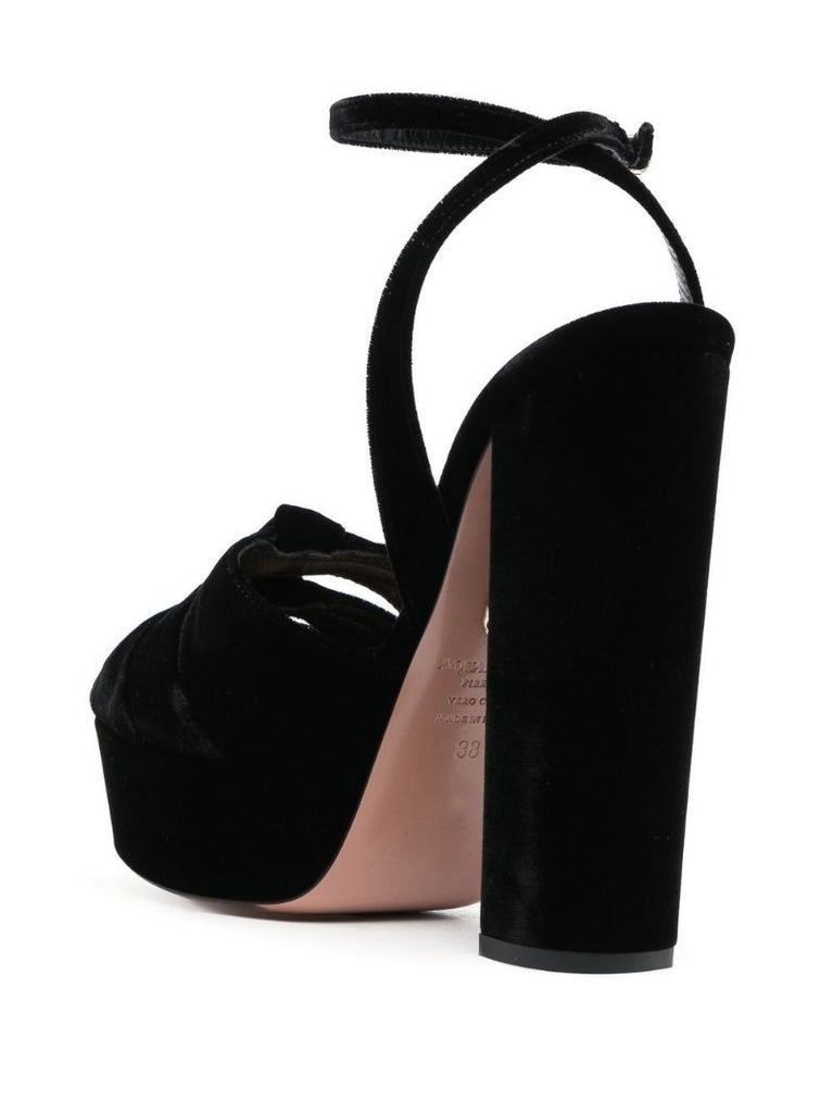 Black Mira Plateau 140 Velvet Sandals