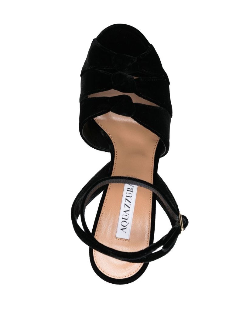 Black Mira Plateau 140 Velvet Sandals