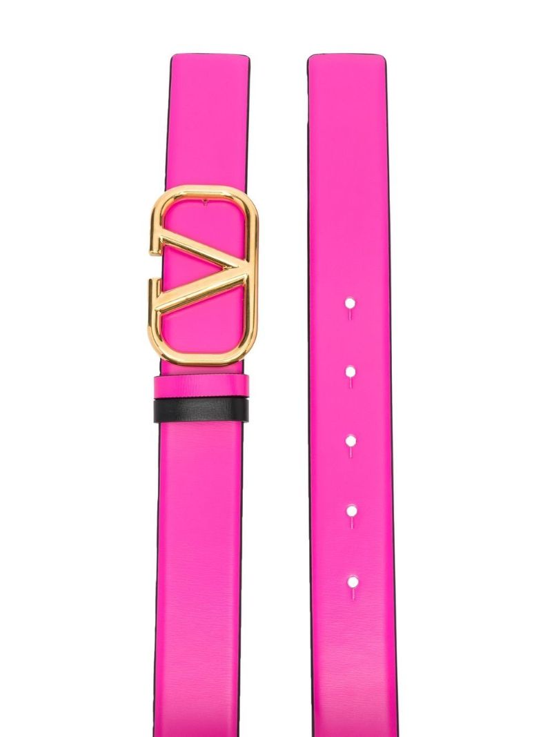 Pink Vlogo Reversible Leather Belt