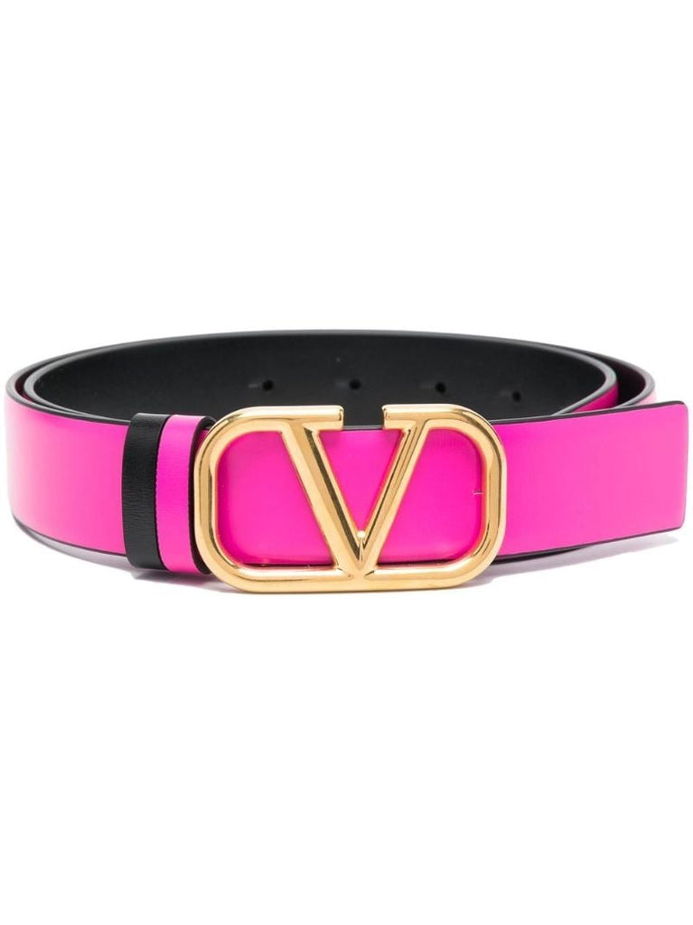 Pink Vlogo Reversible Leather Belt